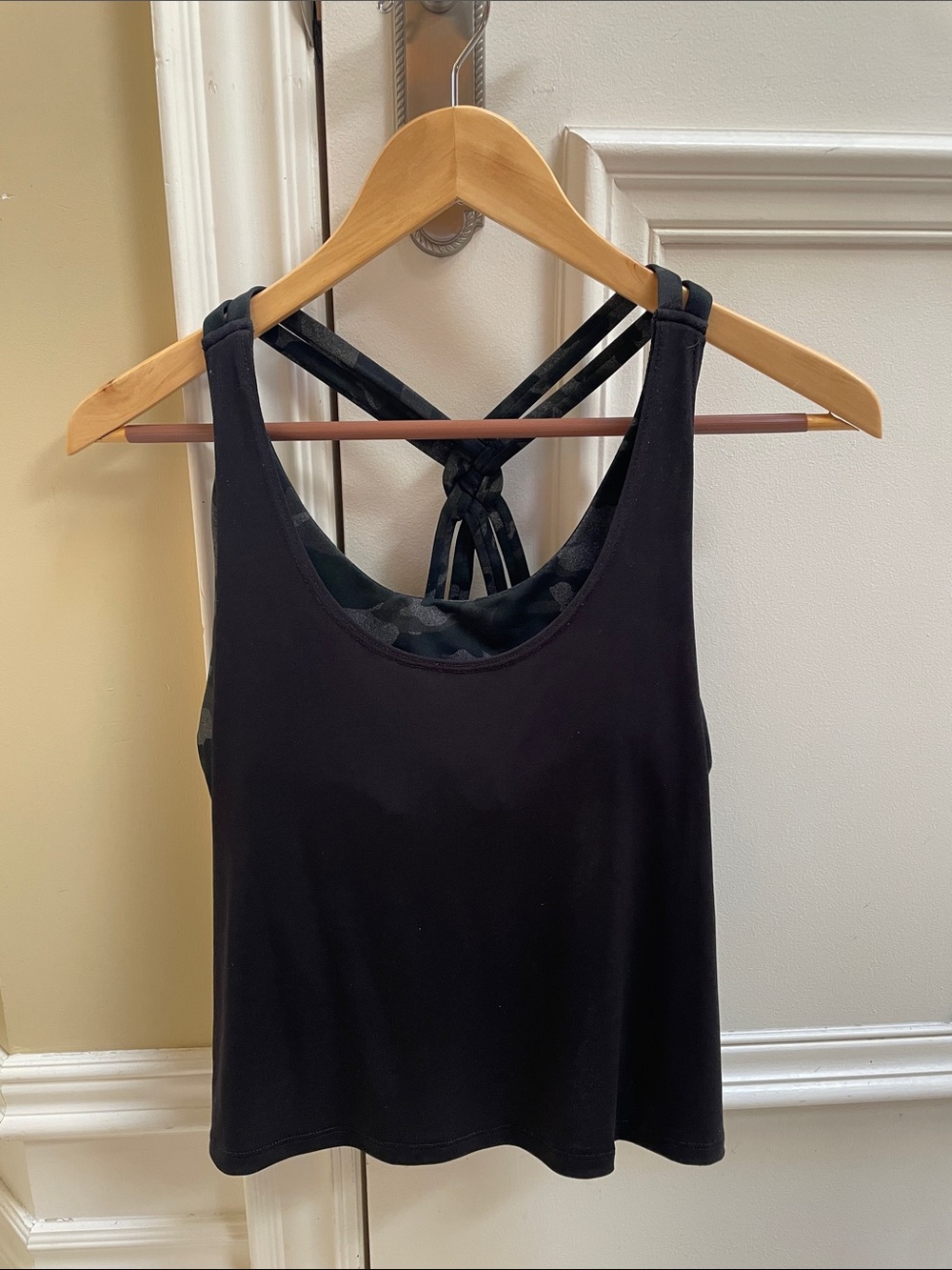 FABLETICS Black Strappy Workout Tank with Built-In-Bra